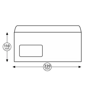 Office 1 Superstore Пощенски плик, DL, 110 x 220 mm, хартиен, с ляво прозорче, със самозалепваща лента, бял, 100 броя