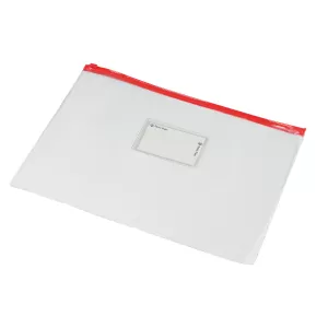 Panta Plast Папка, A4, прозрачна, с червен цип