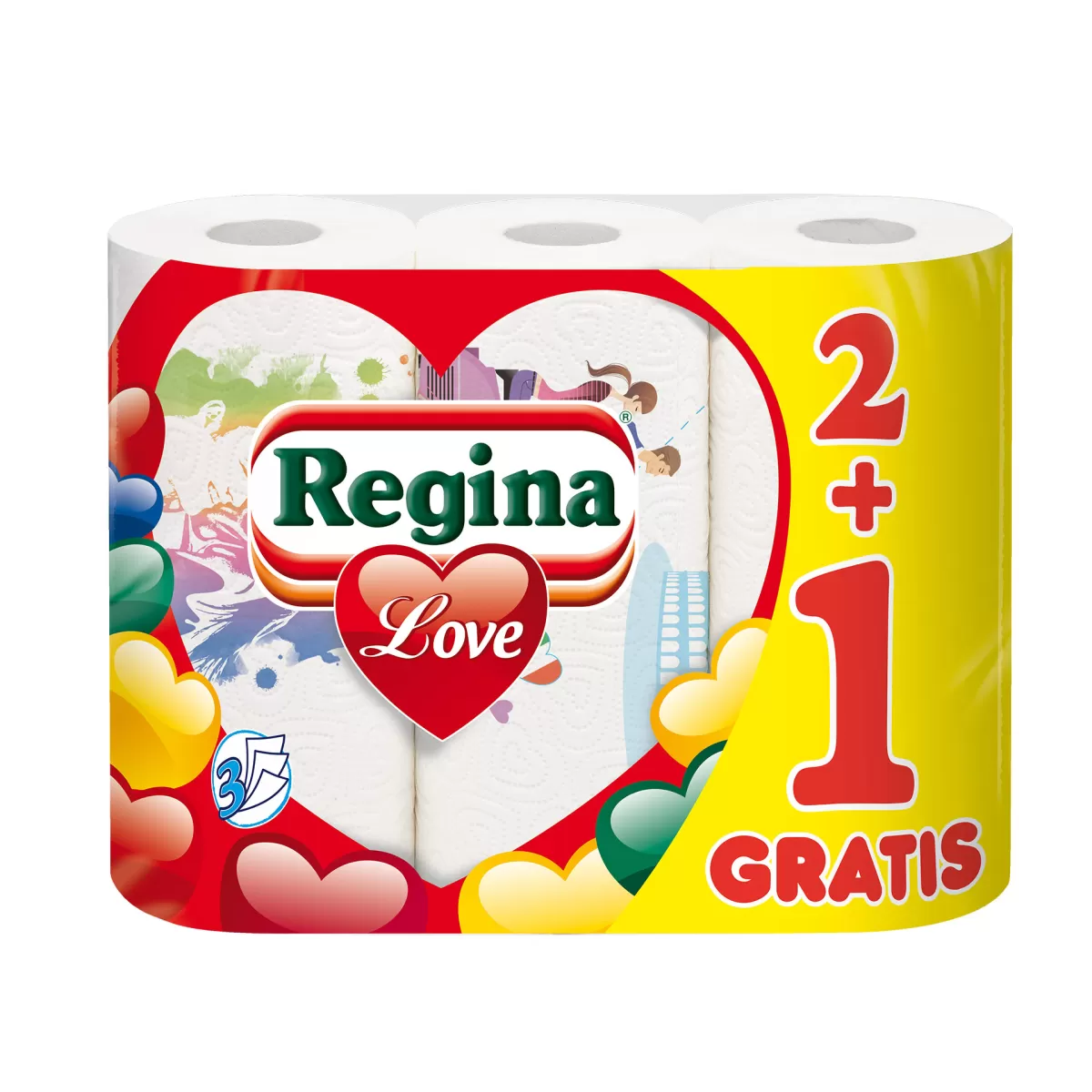 Regina Кухненско руло Love Decorated, целулоза, 175 g, 3 броя