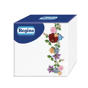 Regina Салфетки Flowers, 33 x 33 cm, еднопластови, 60 броя