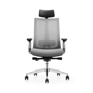 RFG Директорски стол Ancona HB, дамаска и меш, сива седалка, сива облегалка