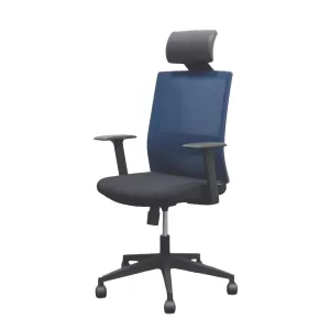 RFG Директорски стол Berry HB, дамаска и меш, черна седалка, тъмно синя облегалка