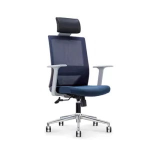 RFG Директорски стол Fedo Grey HB, дамаска и меш, тъмно синя седалка, тъмно синя облегалка
