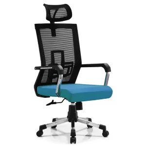 RFG Директорски стол Lucca HB, дамаска и меш, синя седалка, черна облегалка