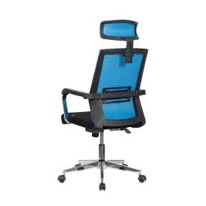 RFG Директорски стол Roma HB, дамаска и меш, черна седалка, светло синя облегалка