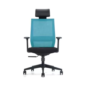 RFG Директорски стол Sky HB, дамаска и меш, черна седалка, светло синя облегалка
