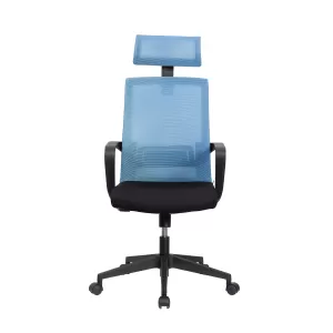 RFG Директорски стол Smart HB, дамаска и меш, черна седалка, светло синя облегалка