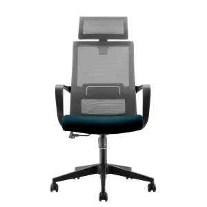RFG Директорски стол Smart HB, дамаска и меш, тъмно синя седалка, сива облегалка