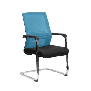 RFG Посетителски стол Roma M, дамаска и меш, черна седалка, светло синя облегалка