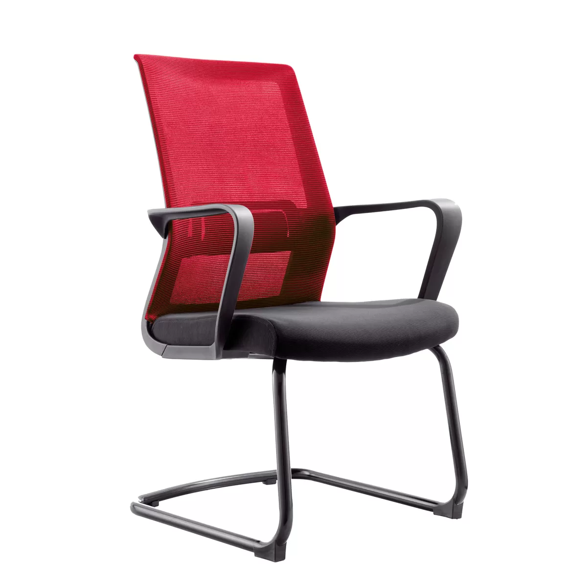 RFG Посетителски стол Smart M, дамаска и меш, черна седалка, червена облегалка