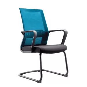 RFG Посетителски стол Smart M, дамаска и меш, черна седалка, светло синя облегалка