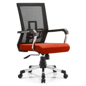 RFG Работен стол Lucca W, дамаска и меш, червена седалка, черна облегалка