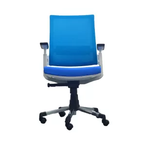 RFG Работен стол Modena White W, дамаска и меш, синя седалка, синя облегалка