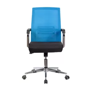 RFG Работен стол Roma W, дамаска и меш, черна седалка, светло синя облегалка