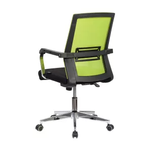 RFG Работен стол Roma W, дамаска и меш, черна седалка, светло зелена облегалка