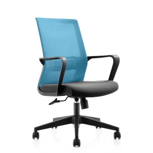 RFG Работен стол Smart W, дамаска и меш, черна седалка, светло синя облегалка