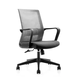 RFG Работен стол Smart W, дамаска и меш, тъмно сива седалка, сива облегалка