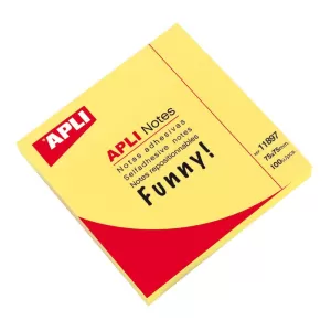 Самозалепващи листчета APLI Жълт неон 75х75 mm 100 листа