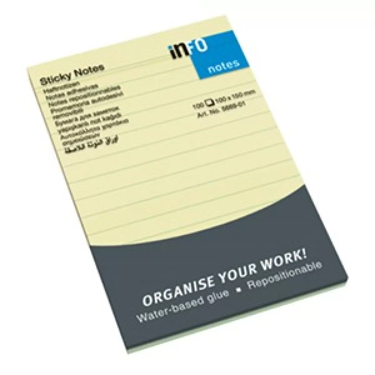 Самозалепващи листчета Info Notes Жълт ред 100х150 mm 100 листа