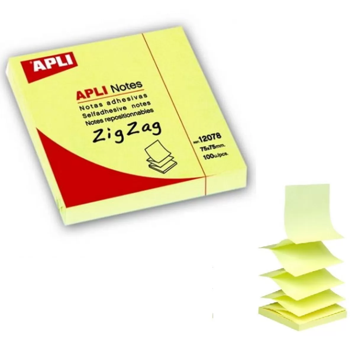 Самозалепващи Z листчета APLI Жълт 75x75 mm 100 листа