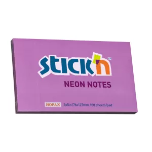 Stick'n Самозалепващи листчета, 76 x 127 mm, неонови, 100 листа, лилави