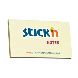 Stick'n Самозалепващи листчета, 76 x 127 mm, пастелни, жълти, 100 листа