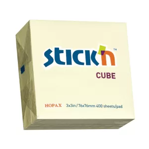 Stick'n Самозалепващи листчета, 76 x 76 mm, пастелни, жълти, 400 листа