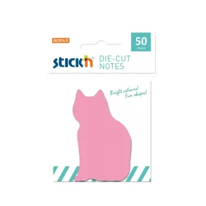 Stick'n Самозалепващи листчета Котка, 68 x 45 mm, розови, 50 листа