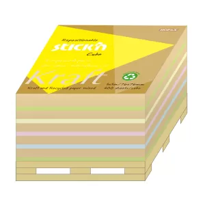 Stick'n Самозалепващи листчета Kraft, 76 x 76 mm, 5 цвята, 400 листа