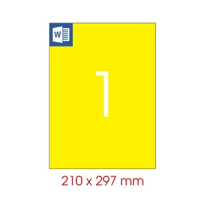 Tanex Самозалепващи етикети, A4, 210 x 297 mm, жълти, 25 листа