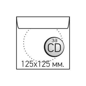 Top Office Плик за CD/DVD, 124 x 124 mm, хартиен, с прозорец, със самозалепваща лента, бял, 100 броя