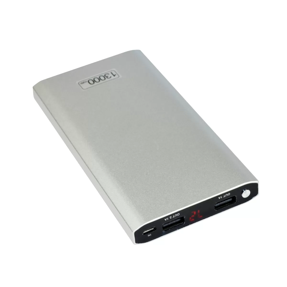 Vakoss Външна батерия, 13 000 mAh, 2.1 A, с два USB порта, алуминиев корпус, сива
