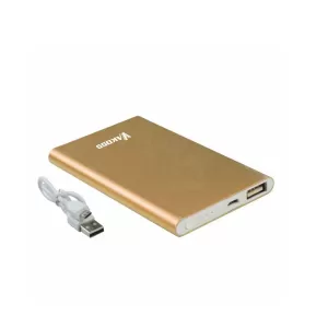 Vakoss Външна батерия, компактна, 5000 mAh, 1 A, с USB порт, алуминиев корпус, златна