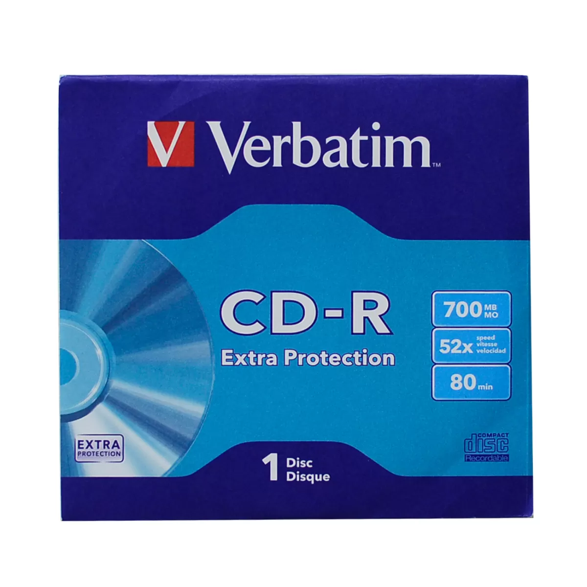Verbatim CD-R, 700 MB, 52x, със защитно покритие, в картонена кутия