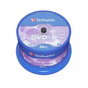 Verbatim DVD+R, 4.7 GB, 16x, AZO покритие, 50 броя в шпиндел