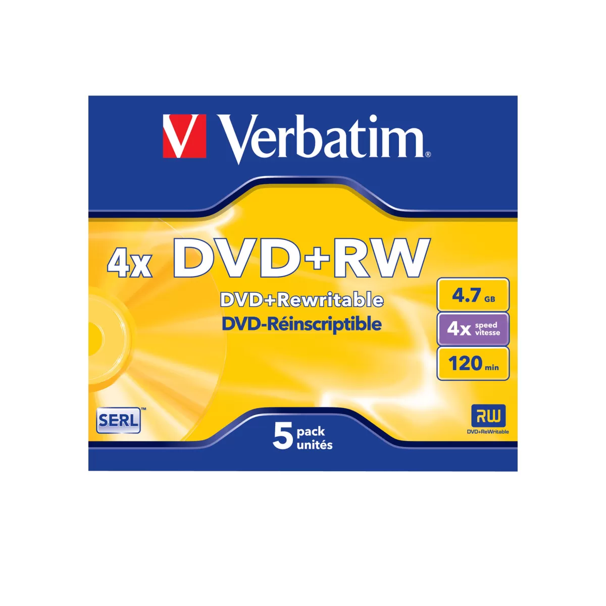 Verbatim DVD+RW, презаписваем, 4.7 GB, 4x, в кутия