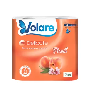 Volare Тоалетна хартия Peach, целулоза, трипластова, 135 къса, 4 броя